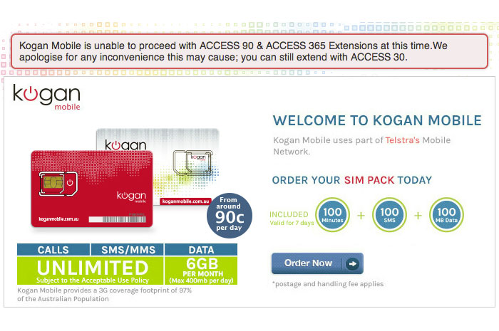 Only 30 day plans available as Kogan Mobile faces uncertain future