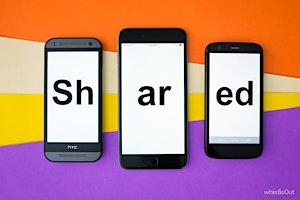 Mobile phones with "shared" written on them