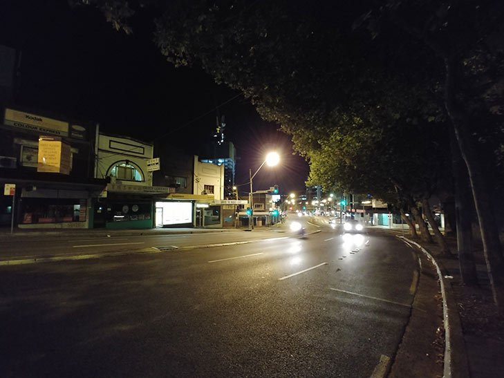 LG V30+ camera sample: wide-angle shot of street at night LG V30+ camera sample: wide-angle shot of street at night