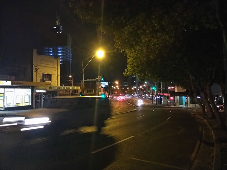 Telstra Tough Max 2 camera sample: street at night Telstra Tough Max 2 camera sample: street at night