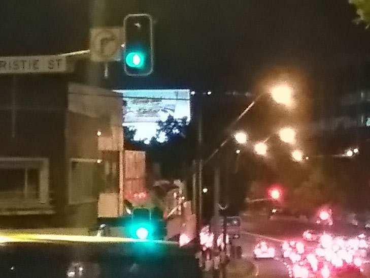 Telstra Tough Max 2 camera sample: 100% crop of street at night Telstra Tough Max 2 camera sample: 100% crop of street at night