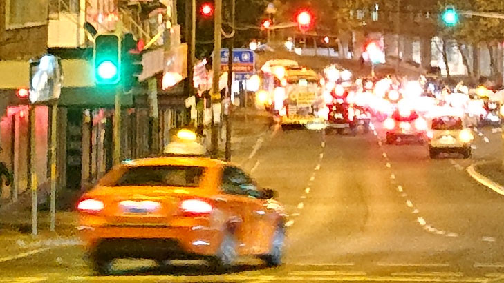 Sony Xperia X2 camera sample: 100% crop of street at night Sony Xperia X2 camera sample: 100% crop of street at night