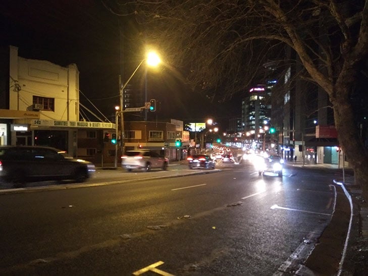 Nokia 3.1 camera sample: street at night Nokia 3.1 camera sample: street at night