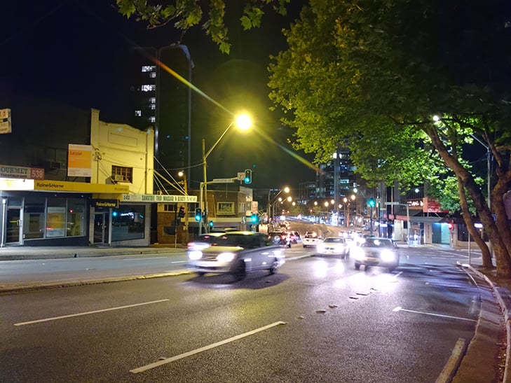 Razer Phone 2 camera sample: street at night Razer Phone 2 camera sample: street at night