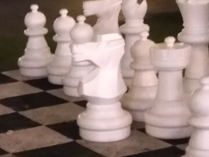 OPPO AX7 camera sample: 100% crop of giant chess