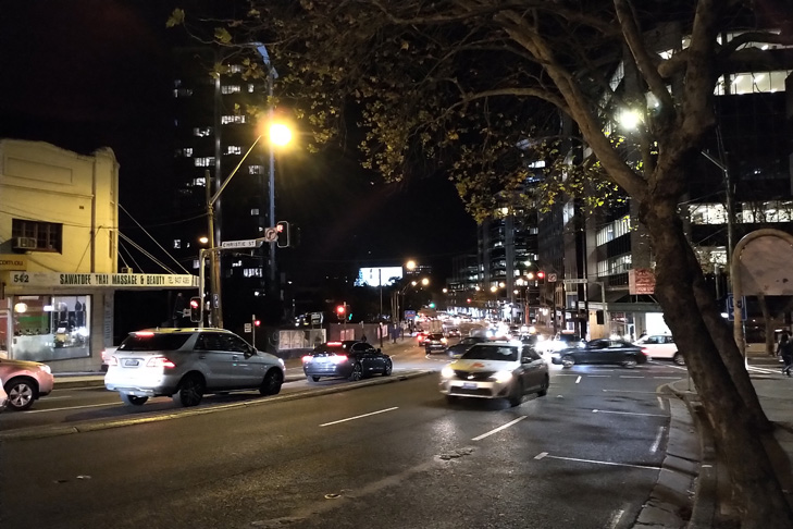 BlackBerry KEY2 camera sample: street at night BlackBerry KEY2 camera sample: street at night