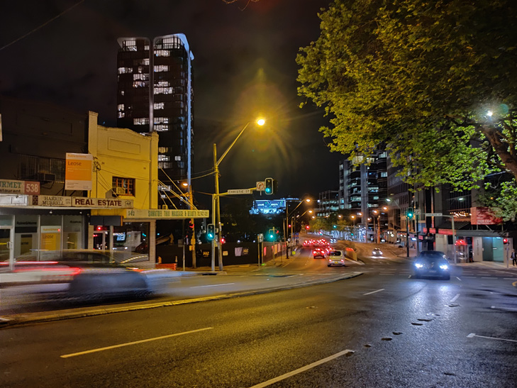 Realme XT camera sample: street at night, night mode on Realme XT camera sample: street at night, night mode on