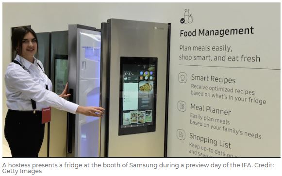 Samsung fridge on display at trade show