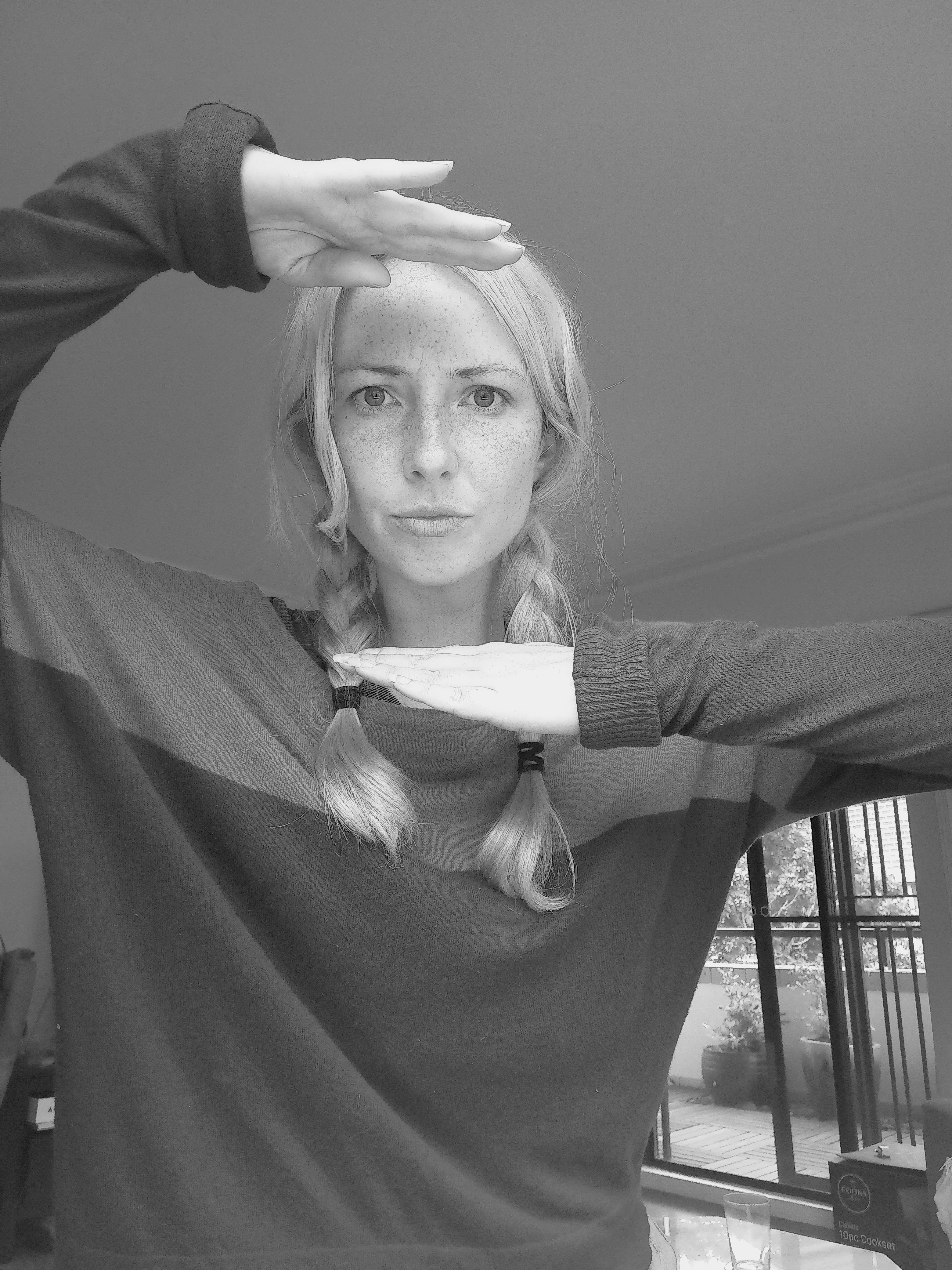 The author mimicking the vogue dance movies with a black and white filter The author mimicking the vogue dance movies with a black and white filter