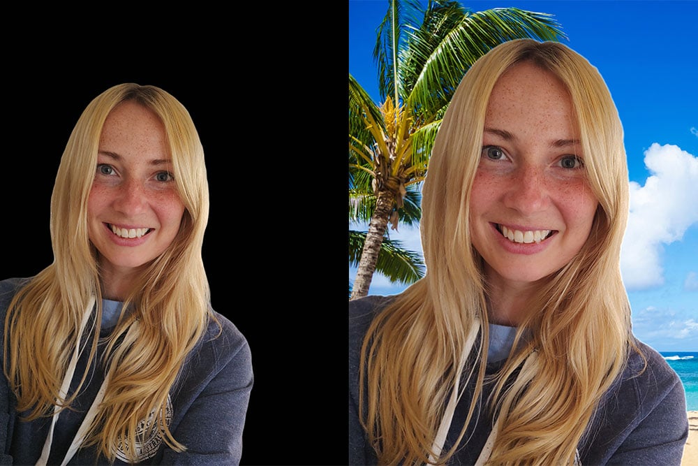 The author with a black background and a tropical background The author with a black background and a tropical background