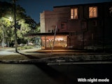 Barber shop at night with night mode