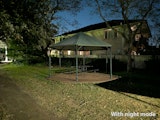 Park gazebo at night with night mode