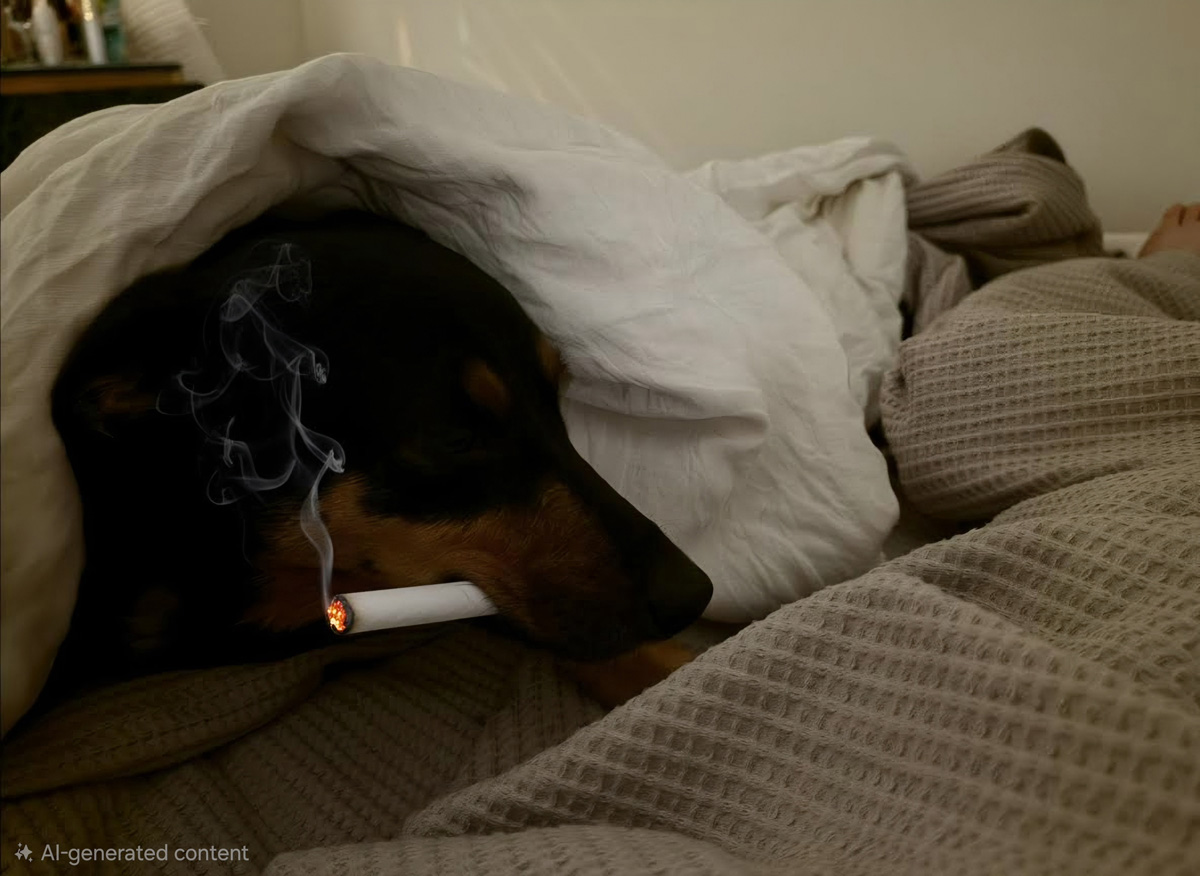 AI generated image of my dog smoking AI generated image of my dog smoking