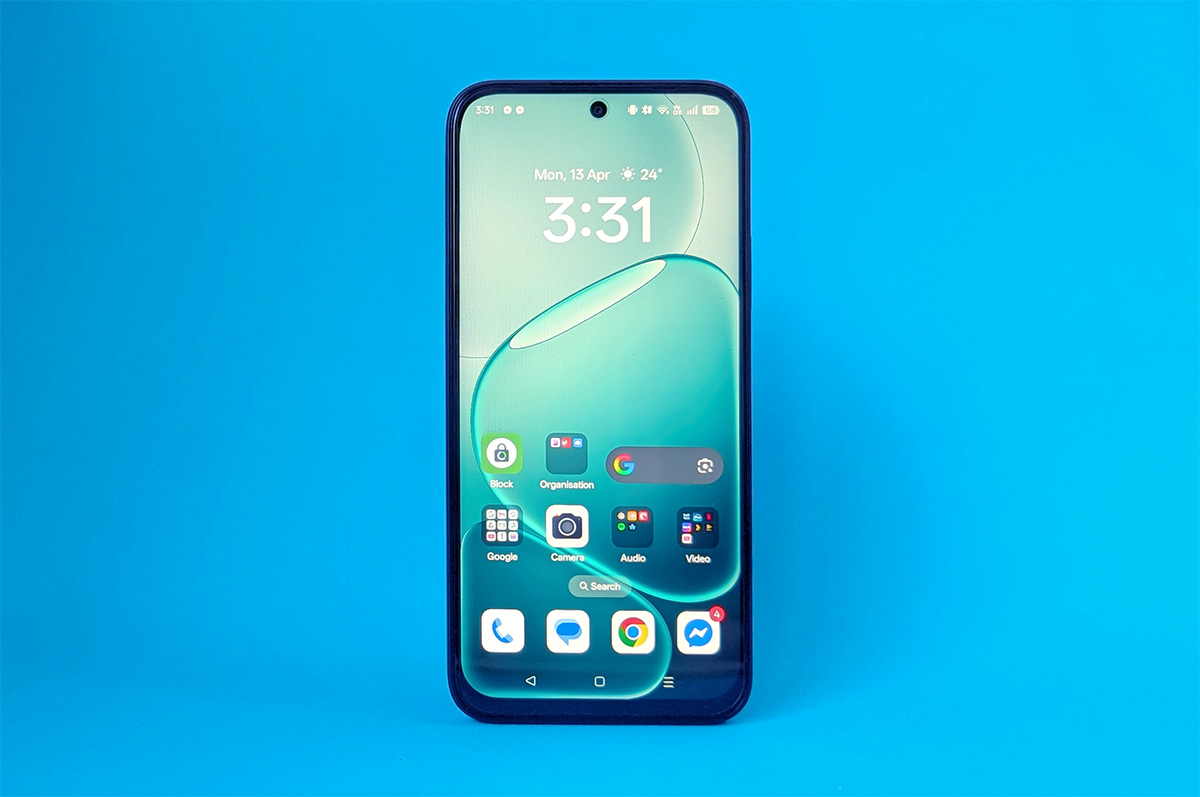 Oppo A6 on a blue background Oppo A6 on a blue background